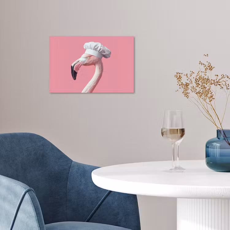 Flamingo - Roze - Koksmuts - Vogel poster papier klein -sfeer3