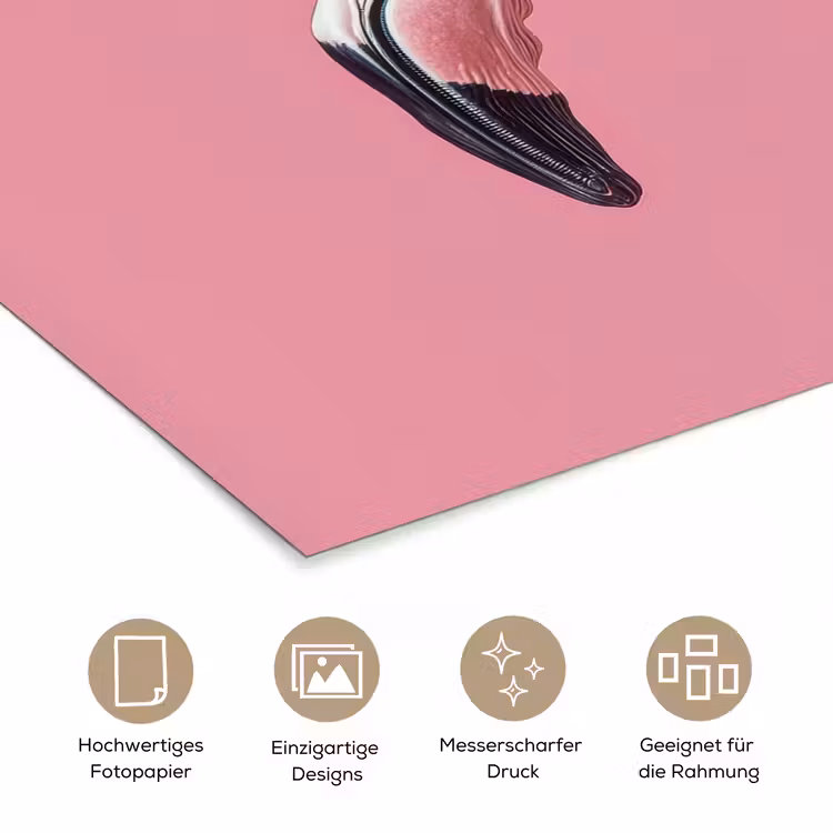 Flamingo - Roze - Koksmuts - Vogel poster papier klein -tcloseup_DE