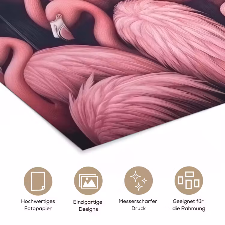 Flamingo - Roze - Dieren poster papier klein -tcloseup_DE