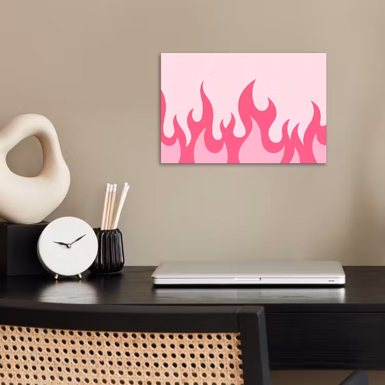 Vlammen - Patroon - Abstract - Modern - Roze poster papier klein -sfeer1