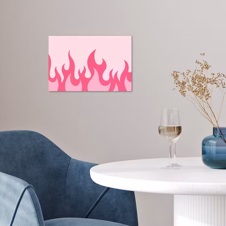 Vlammen - Patroon - Abstract - Modern - Roze poster papier klein -sfeer3