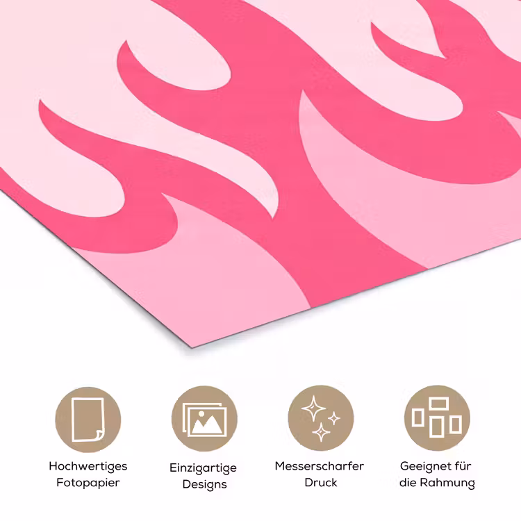Vlammen - Patroon - Abstract - Modern - Roze poster papier klein -tcloseup_DE