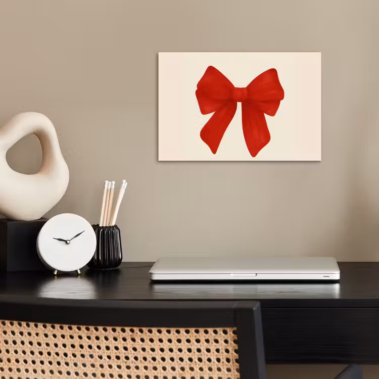 Strik - Symmetrisch - Rood - Lint poster papier klein -sfeer1