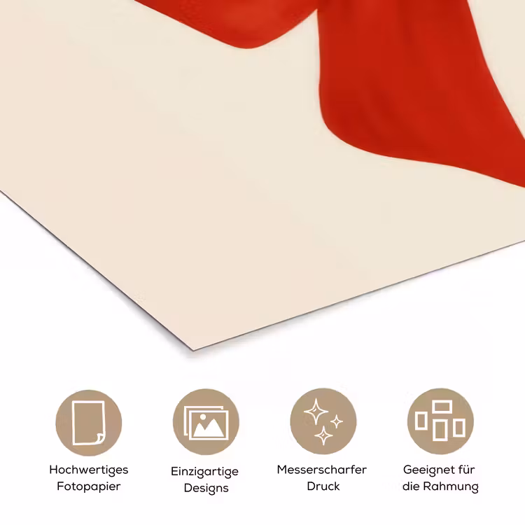 Strik - Symmetrisch - Rood - Lint poster papier klein -tcloseup_DE