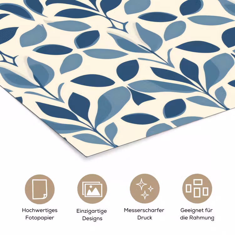 Flora - Modern - Blauw poster papier klein 62 -tcloseup_DE