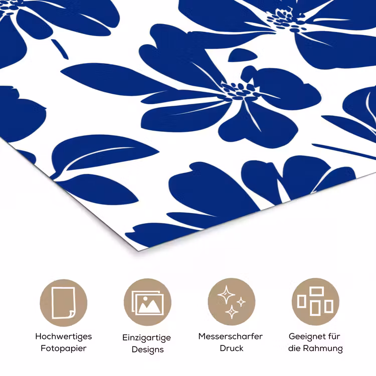 Floraal - Modern - Blauw poster papier klein 62 -tcloseup_DE