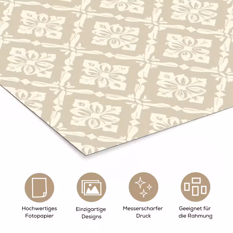 Floraal - Ornament - Beige poster papier klein 62 -tcloseup_DE