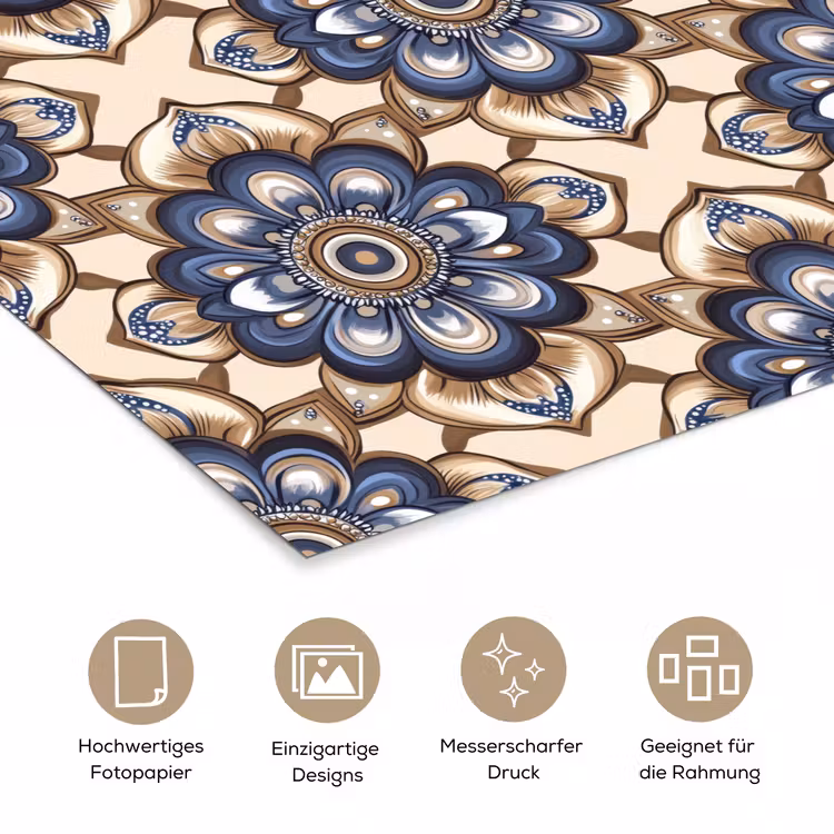 Floraal - Ornament - Blauw poster papier klein 62 -tcloseup_DE