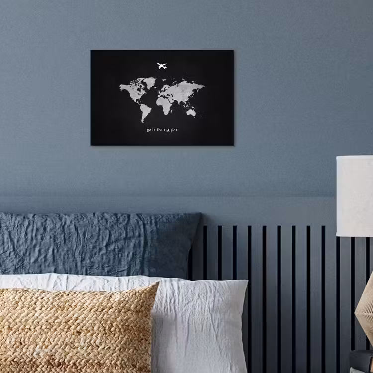 Vliegtuig - Quote - Wereldkaart poster papier klein -sfeer2