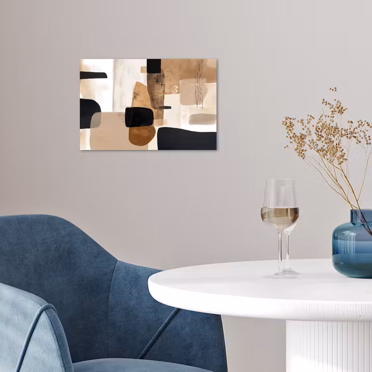 Vlakken - Abstract - Zwart - Strepen poster papier klein -sfeer3