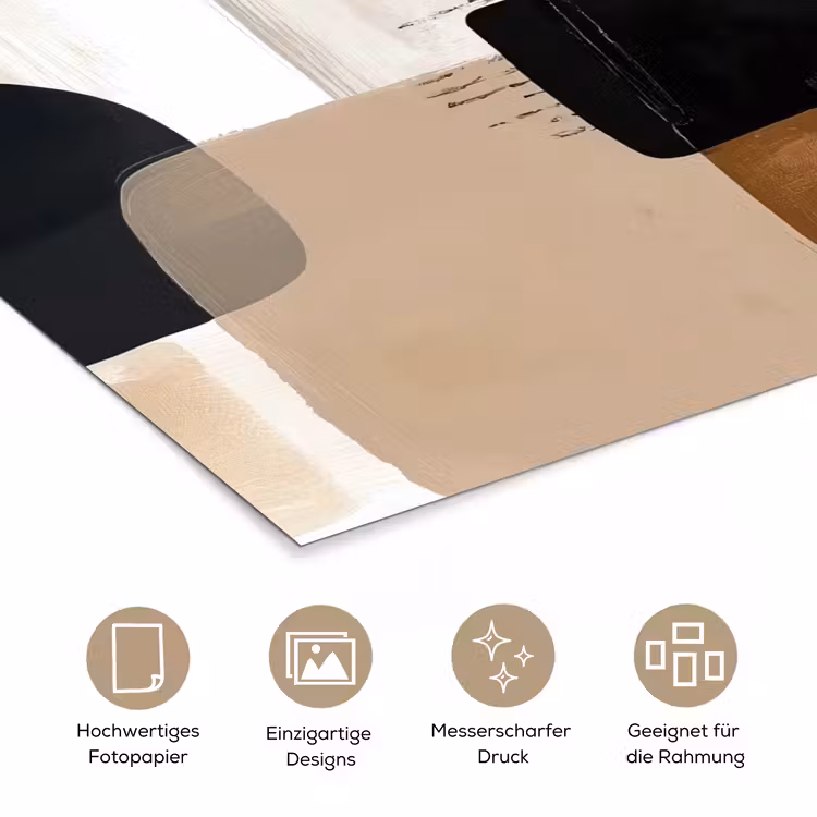 Vlakken - Abstract - Zwart - Strepen poster papier klein -tcloseup_DE