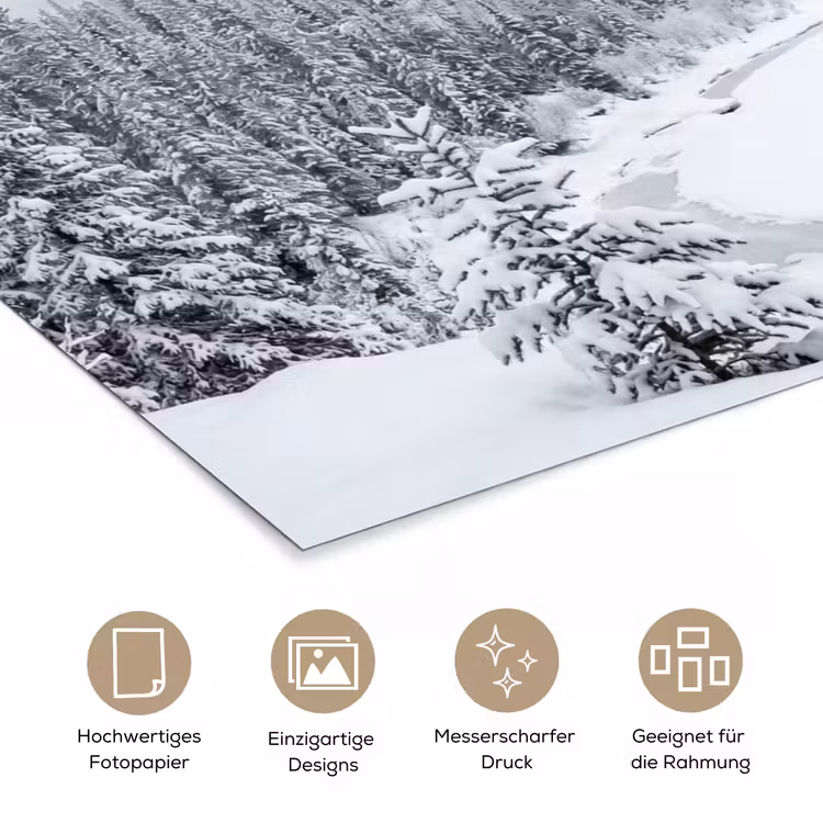 Rivier - Bevroren - Landschap - Winter poster papier klein -tcloseup_DE