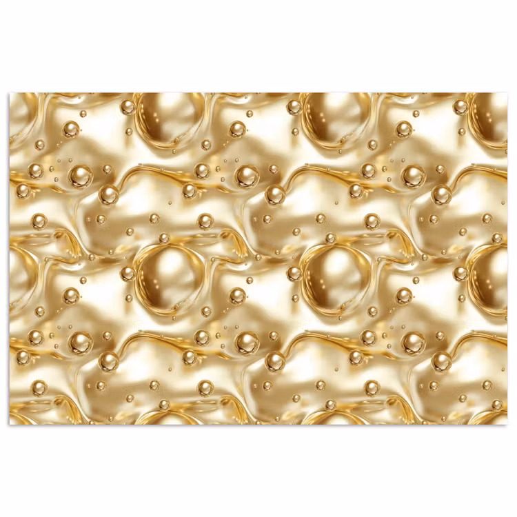 Vloeibaar - Druppels - Goud poster papier klein 62 -3d