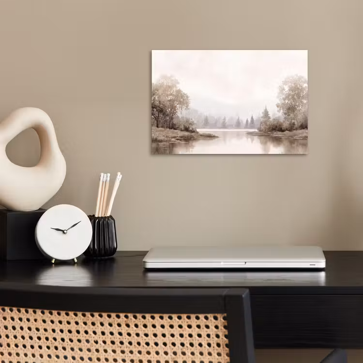 Rivierlandschap - Minimalistisch - Aardetinten poster papier klein -sfeer1