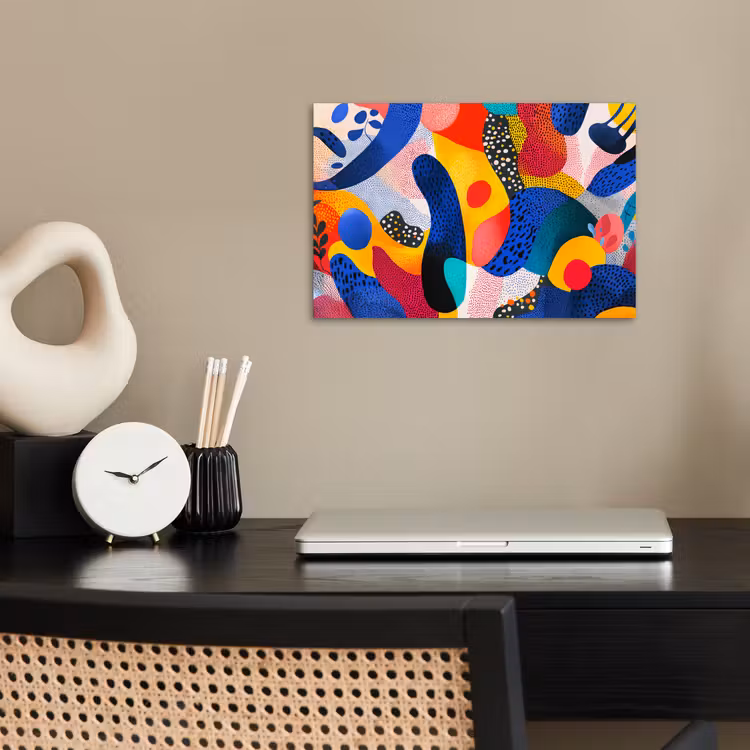 Vormen - Abstract - Stippels - Blauw poster papier klein -sfeer1