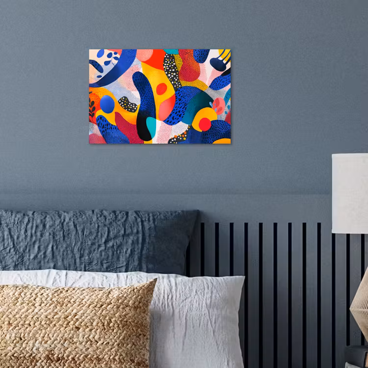 Vormen - Abstract - Stippels - Blauw poster papier klein -sfeer2