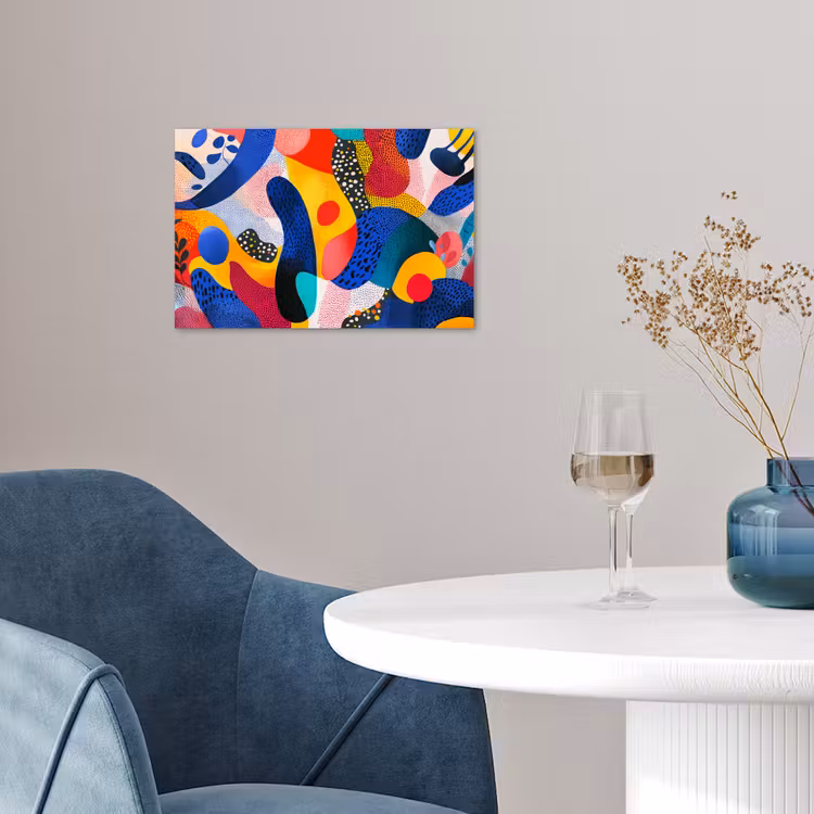 Vormen - Abstract - Stippels - Blauw poster papier klein -sfeer3