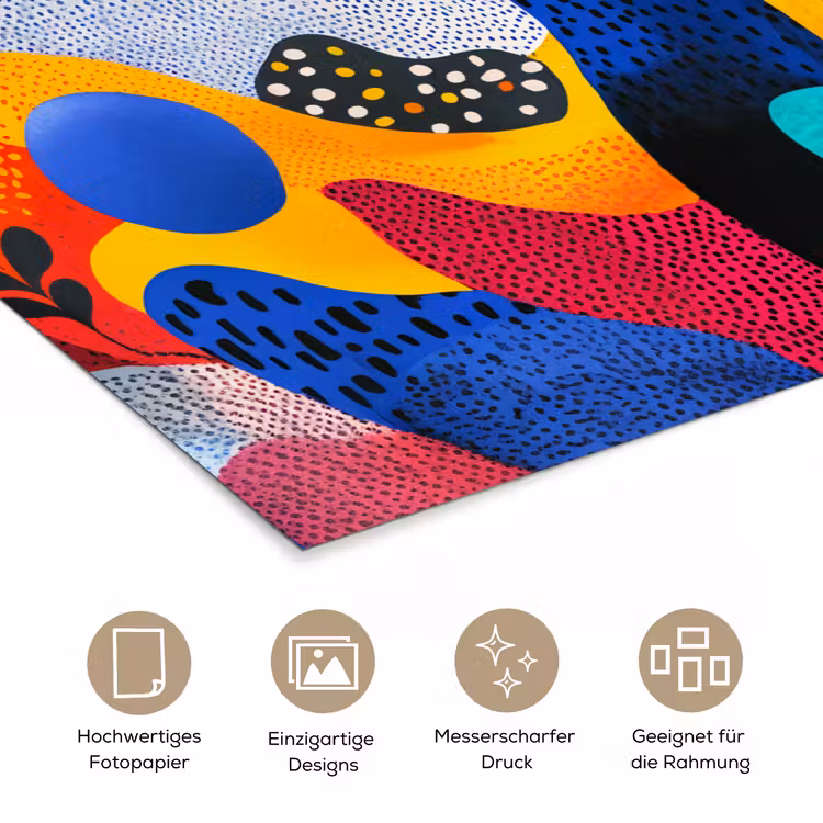 Vormen - Abstract - Stippels - Blauw poster papier klein -tcloseup_DE