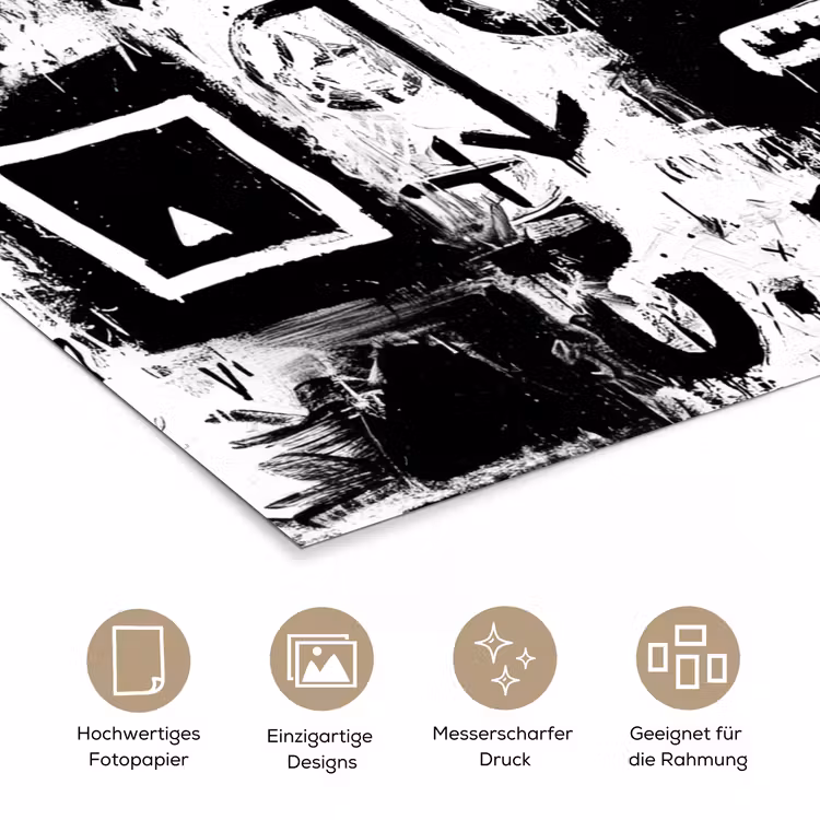 Vormen - Gezocht - Zwart - Abstract poster papier klein -tcloseup_DE