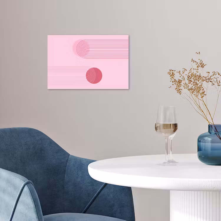 Vormen - Lijnen - Minimalistisch - Roze poster papier klein -sfeer3
