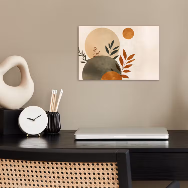 Vormen - Rond - Bladeren - Beige poster papier klein -sfeer1