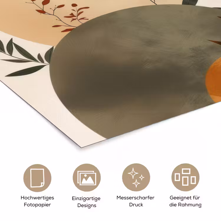 Vormen - Rond - Bladeren - Beige poster papier klein -tcloseup_DE