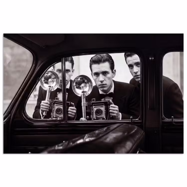 Fotograaf - Camera - Vintage - Journalistiek - Zwart-wit poster papier klein -3d