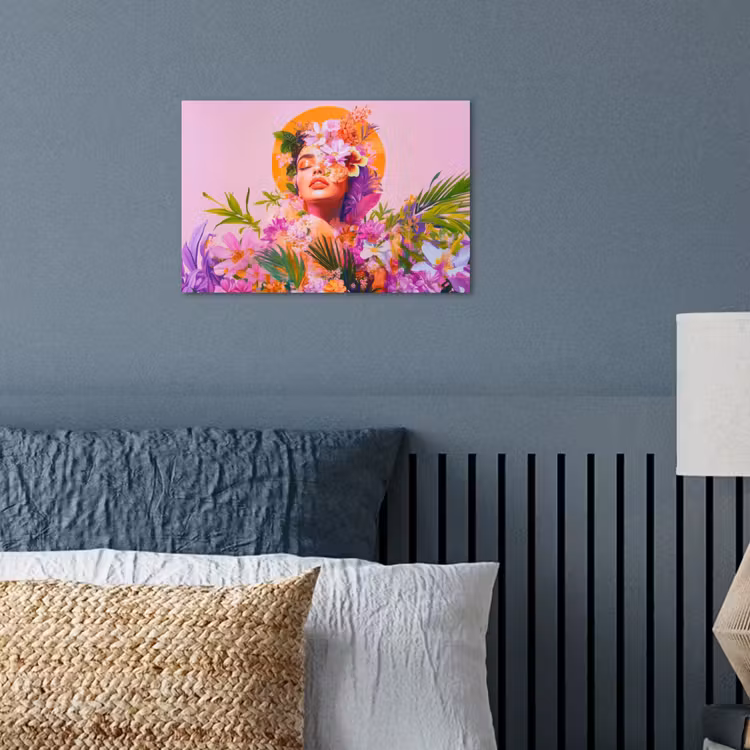 Vrouw - Abstract - Cirkel - Bloemen poster papier klein -sfeer2