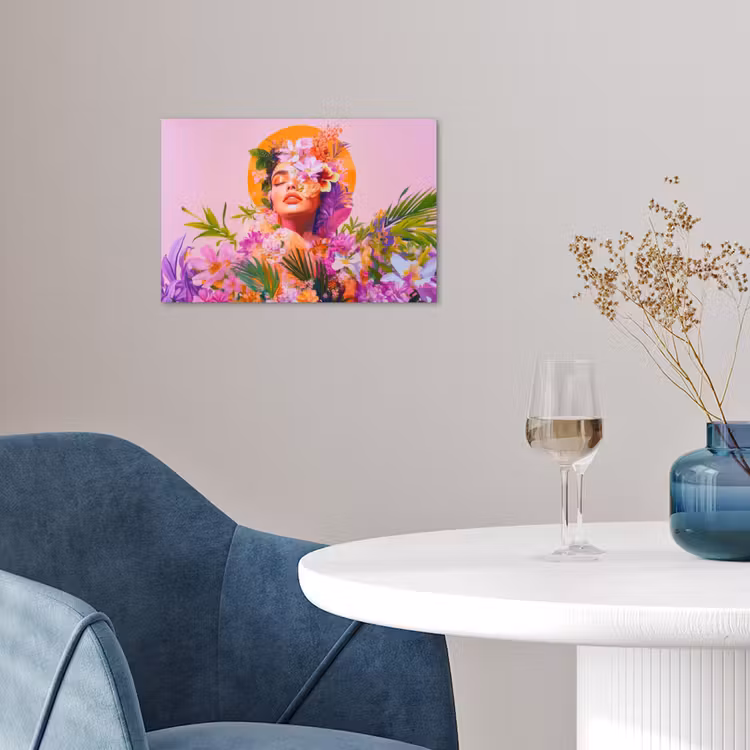 Vrouw - Abstract - Cirkel - Bloemen poster papier klein -sfeer3