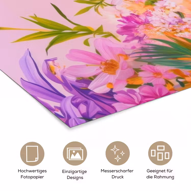 Vrouw - Abstract - Cirkel - Bloemen poster papier klein -tcloseup_DE