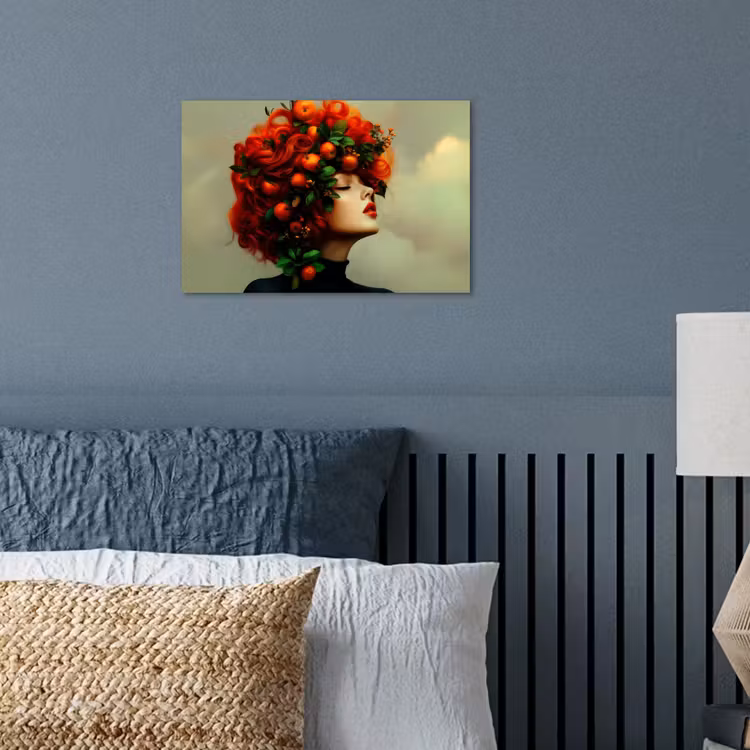 Vrouw - Appels - Rood - Bladeren poster papier klein -sfeer2