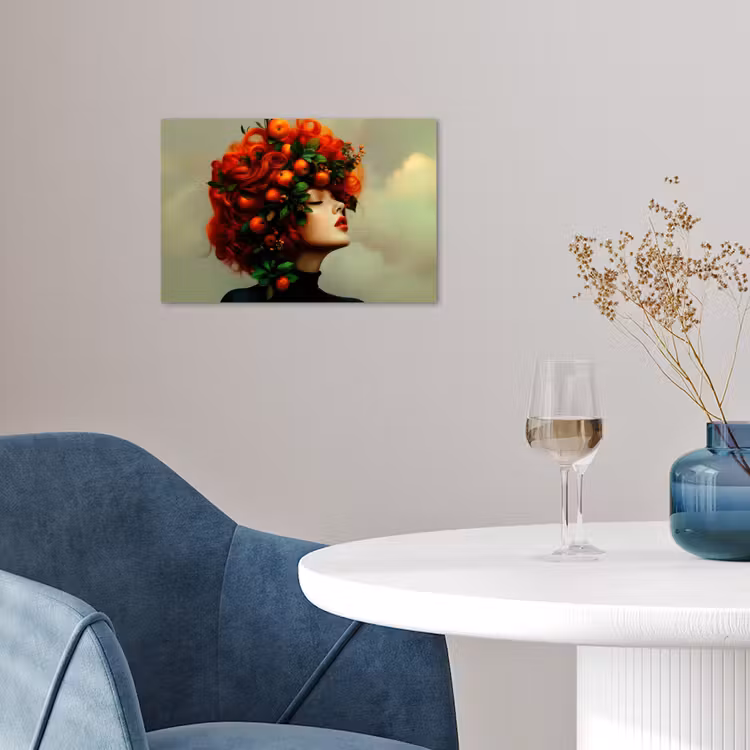 Vrouw - Appels - Rood - Bladeren poster papier klein -sfeer3