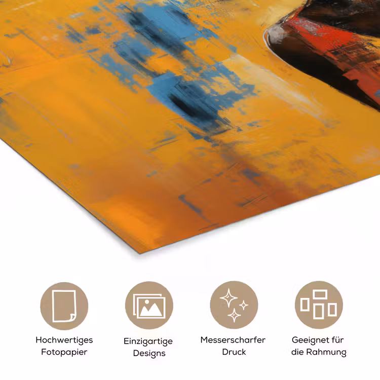 Vrouw - Ogen - Penseelstreken - Geel poster papier klein -tcloseup_DE