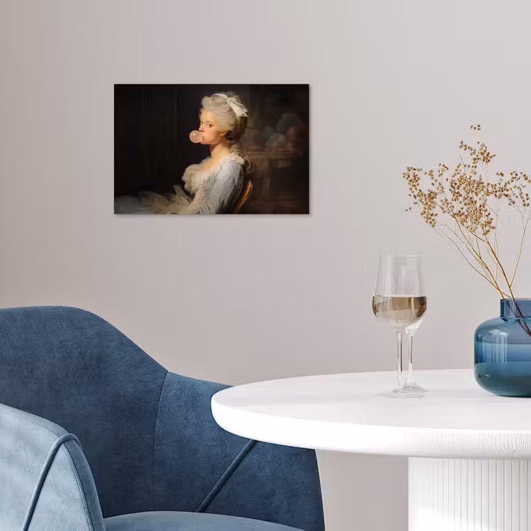 Vrouw - Barokjurk - Kauwgom poster papier klein -sfeer3