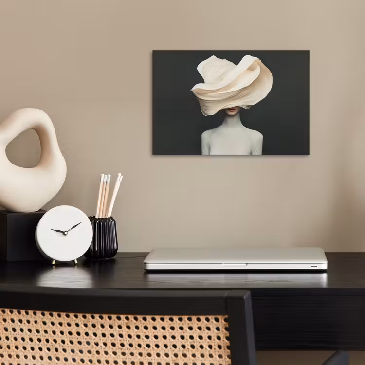 Vrouw - Beige - hoed poster papier klein -sfeer1