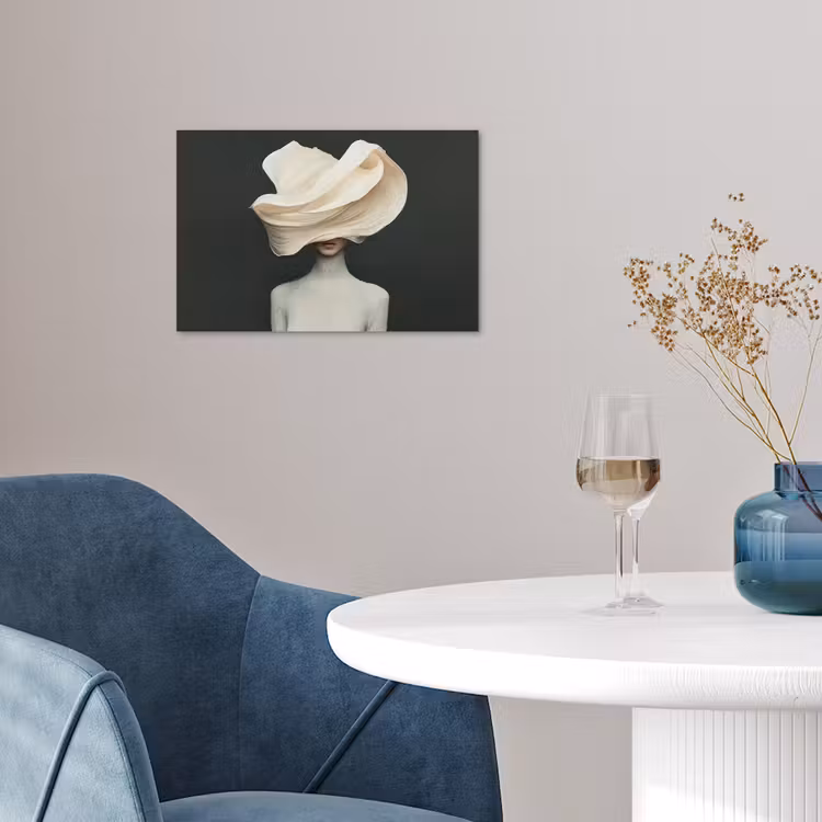 Vrouw - Beige - hoed poster papier klein -sfeer3
