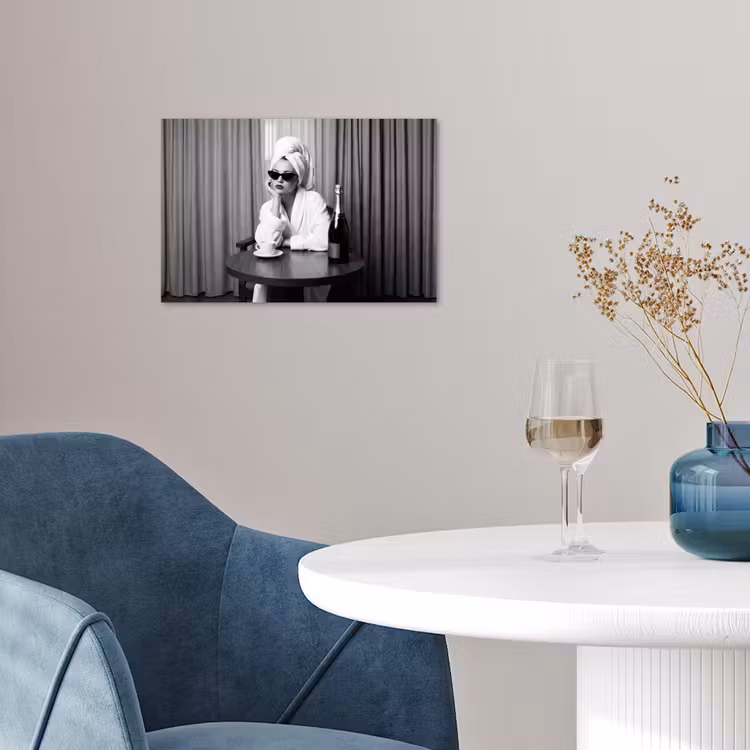 Vrouw - Bubbels - Zwart - Wit poster papier klein -sfeer3