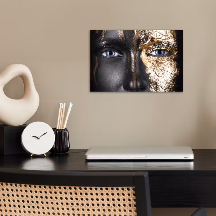 Vrouw - Bladgoud - Zwart - Goud - Luxe poster papier klein -sfeer1