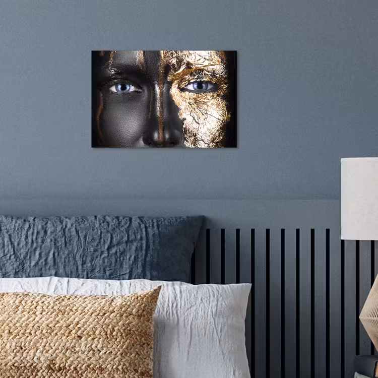 Vrouw - Bladgoud - Zwart - Goud - Luxe poster papier klein -sfeer2