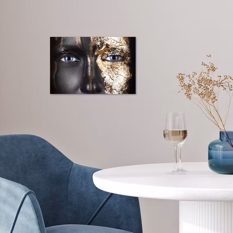 Vrouw - Bladgoud - Zwart - Goud - Luxe poster papier klein -sfeer3