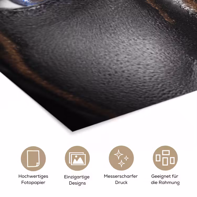Vrouw - Bladgoud - Zwart - Goud - Luxe poster papier klein -tcloseup_DE