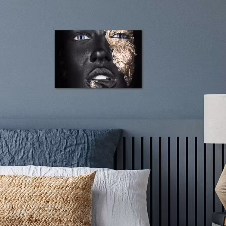 Vrouw - Bladgoud - Zwart - Huid - Luxe poster papier klein -sfeer2