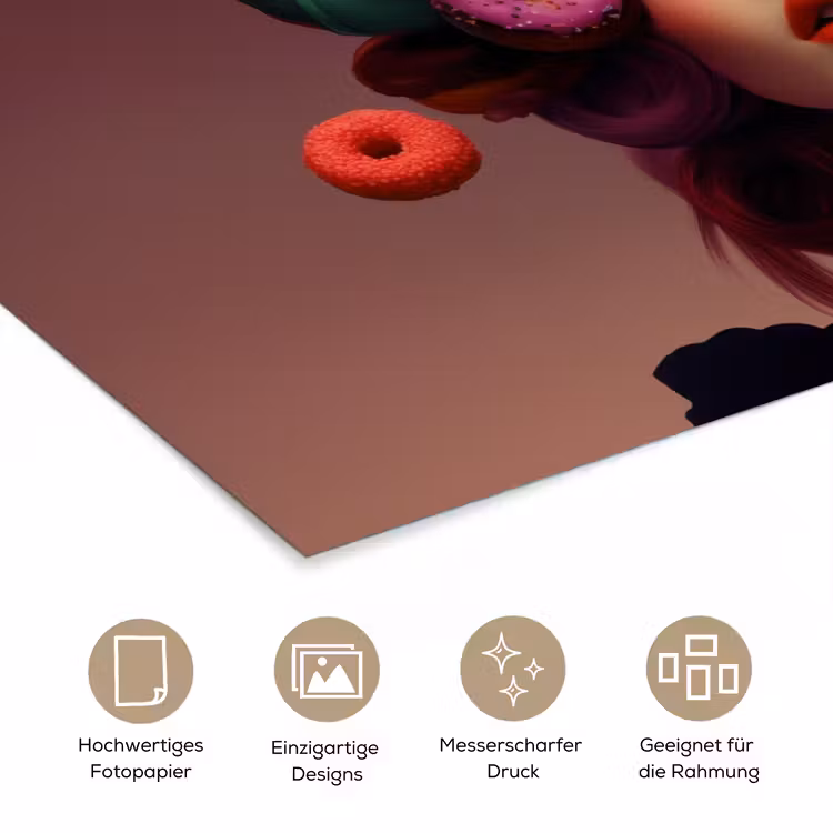 Vrouw - Donuts - Kleurrijk poster papier klein -tcloseup_DE