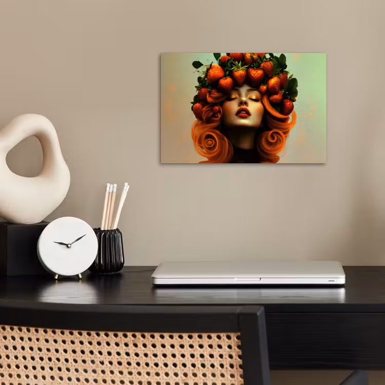Vrouw - Aardbeien - Kroon poster papier klein -sfeer1