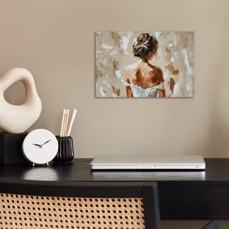Vrouw - Verf - Abstract - Beige - Modern poster papier klein -sfeer1