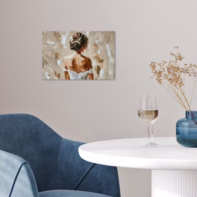 Vrouw - Verf - Abstract - Beige - Modern poster papier klein -sfeer3