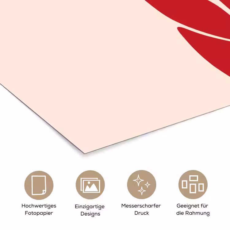 Vrouw - Figuur - Abstract - Modern - Rood poster papier klein -tcloseup_DE