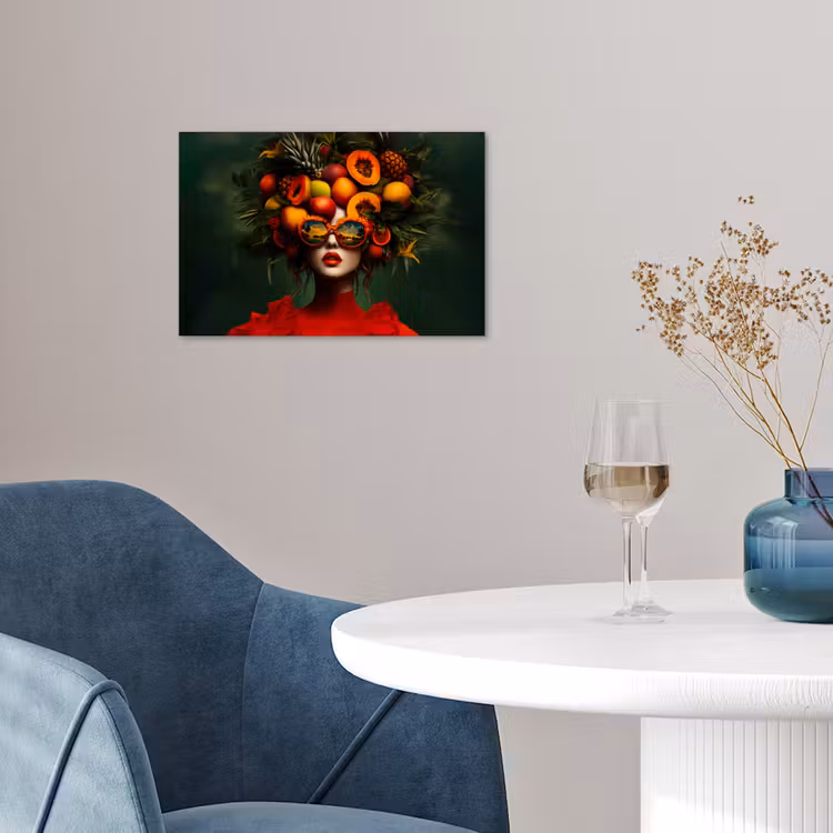 Vrouw - Vruchten - Papaja - Ananas poster papier klein -sfeer3
