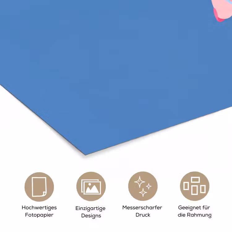 Vrouw - Glas - Abstract - Roze - Blauw poster papier klein -tcloseup_DE