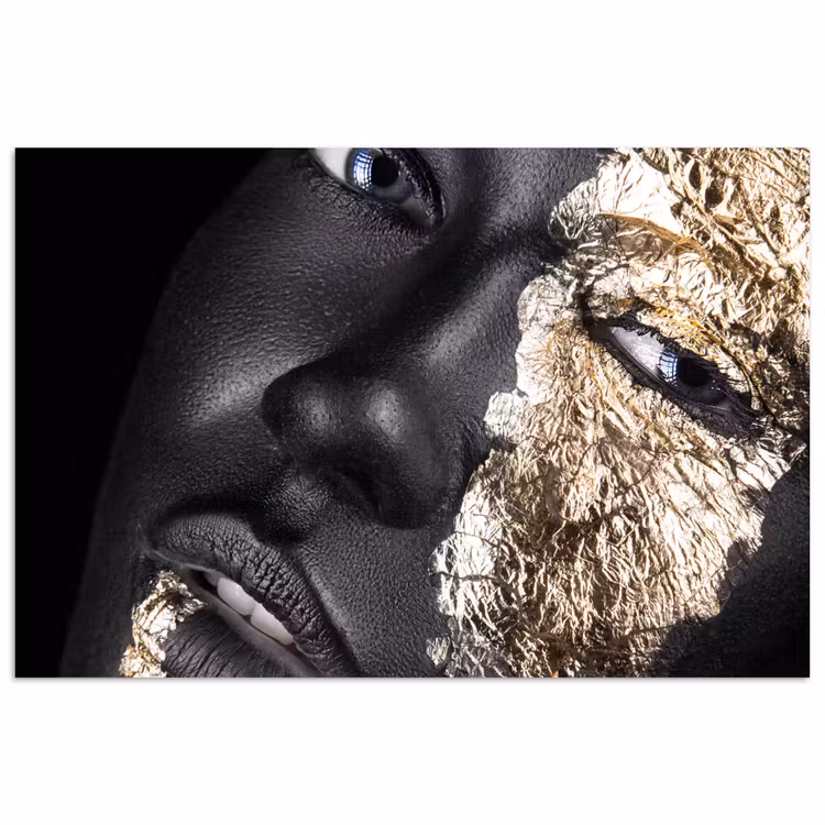 Vrouw - Goud - Zwart - Verf - Luxe poster papier klein -3d